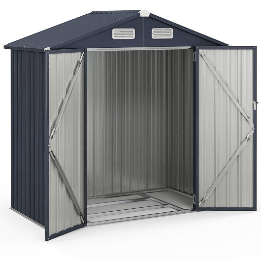 6.3 x 3.5 /10 x 7.7 Feet Galvanized Metal Storage Shed with Vents and Base Floor-6 ft