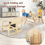 7-in-1 Toddler Climbing Toy Connected Table and Chair Set for Boys and Girls Aged 3-14 Years Old-Natural