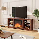 70-Inch TV Stand for up to 75" Flat Screen TVs with Adjustable Shelves-Walnut