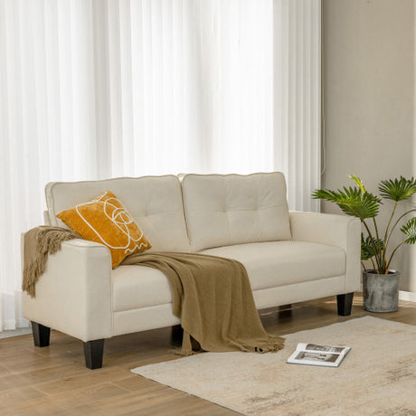 79.5 Inch Fabric Loveseat Sofa with 2 Removable Back Cushions-Beige