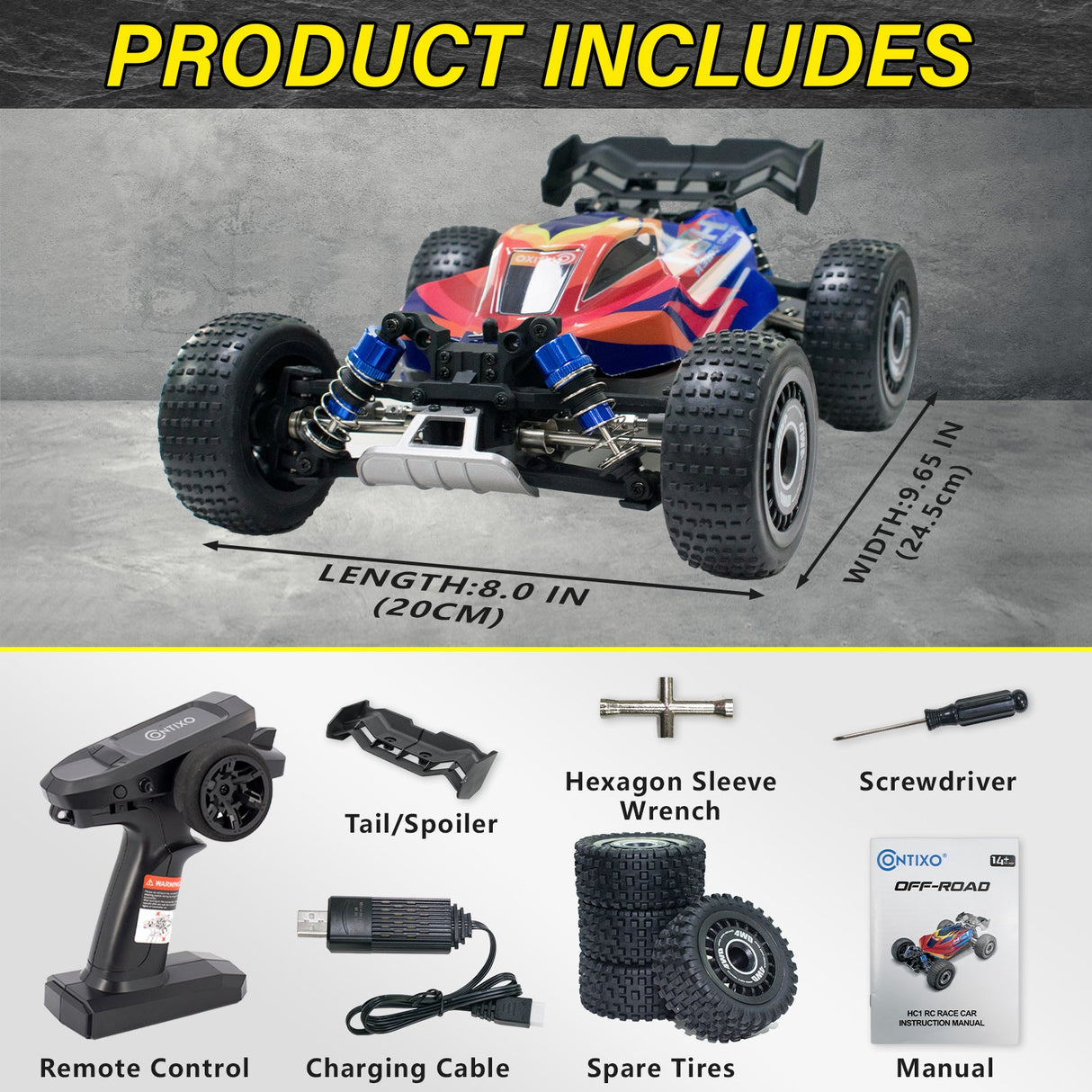 Contixo HC1 Road Rager RC Remote Control High Speed Race Car - 1:16 Scale by Contixo