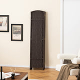 8-Panel Folding Room Divider with Hand-woven Texture and Wood Frame-Brown