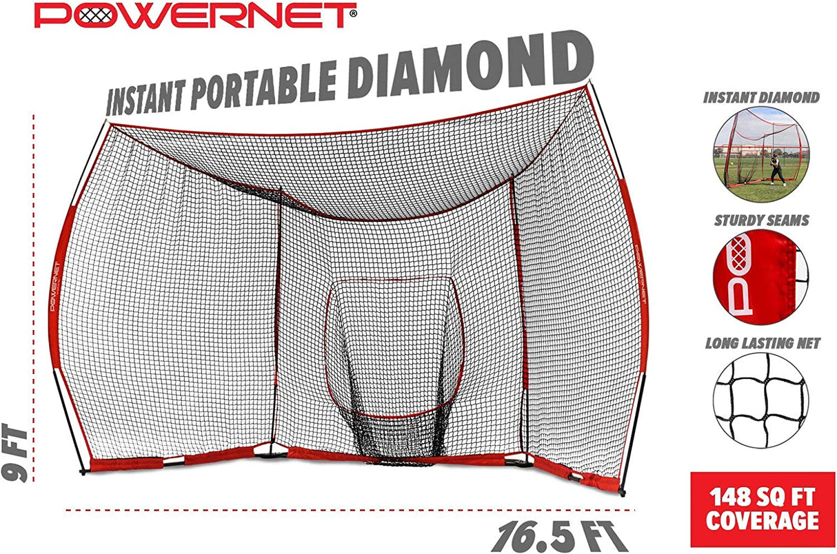 PowerNet Portable Baseball Backstop - Large 16x9ft (1149)