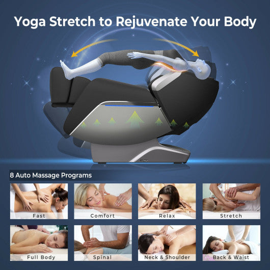 Therapy 08-Full Body Zero Gravity Massage Chair with SL Track Voice Control Heat-Black