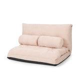 6-Position Adjustable Sleeper Lounge Couch with 2 Pillows-Beige