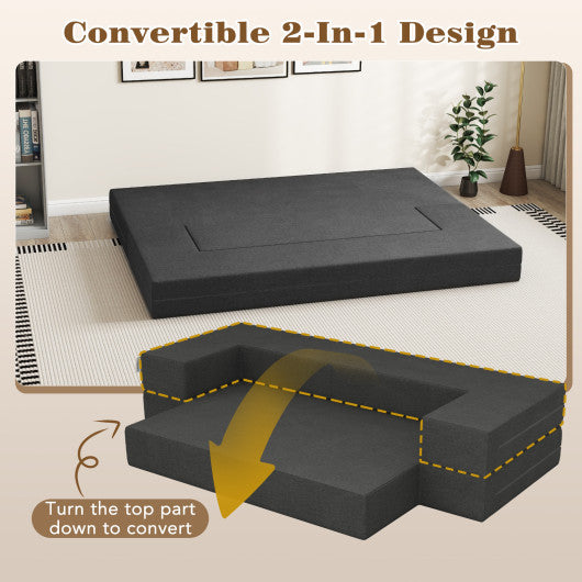 8 Inch Convertible Folding Sofa Bed with Washable Cover-Queen Size