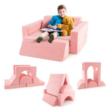 8 Pieces Kids Modular Play Sofa with Detachable Cover for Playroom and Bedroom-Pink