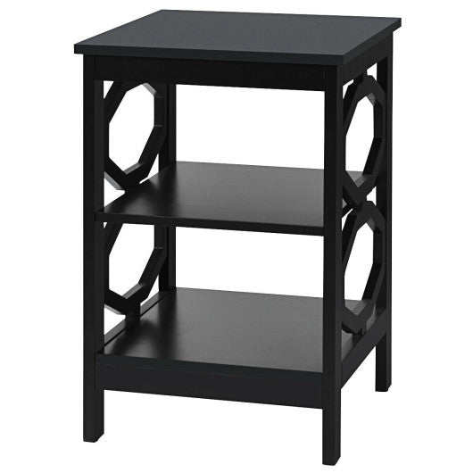 3-tier Nightstand Sofa Side End Accent Table-Black