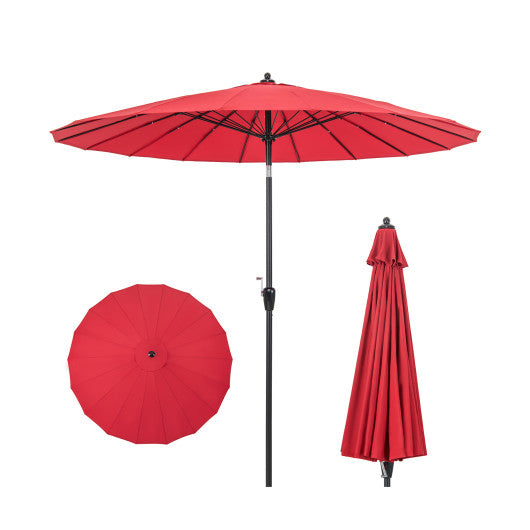 9 Feet Round Patio Umbrella with 18 Fiberglass Ribs-Wine