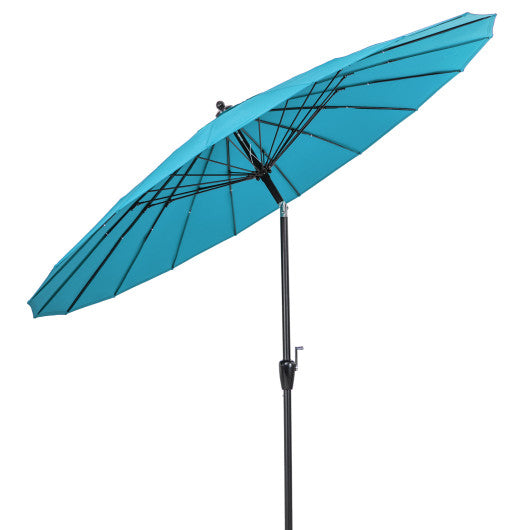 9 Feet Round Patio Umbrella with 18 Fiberglass Ribs-Turquoise