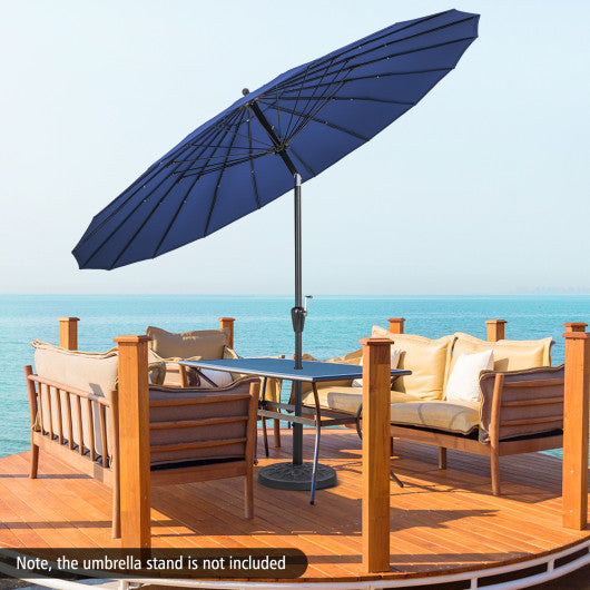 9 Feet Round Patio Umbrella with 18 Fiberglass Ribs-Navy