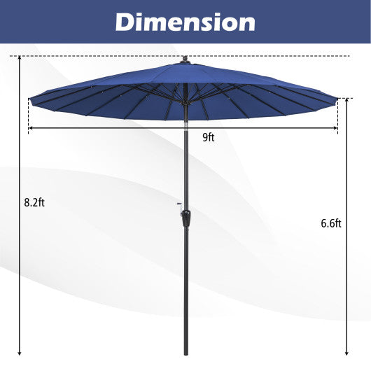 9 Feet Round Patio Umbrella with 18 Fiberglass Ribs-Navy