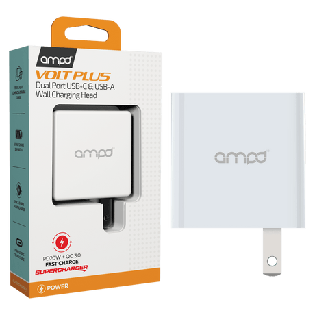 AMPD PD Fast 20W USB C and USB A Dual Port Wall Charger by AMPD