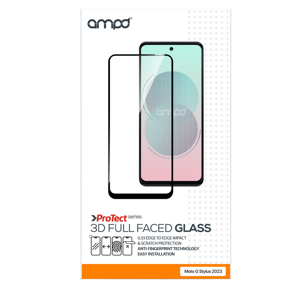 AMPD 3D Full Faced Impact Glass Screen Protector with Black Border for Motorola Moto G Stylus 5G (2023) / Moto G Stylus (2023) by AMPD