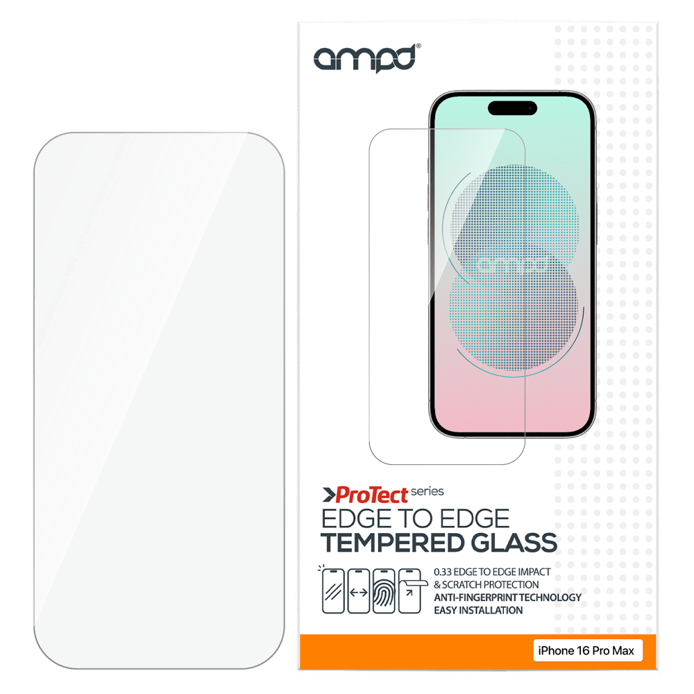 AMPD 0.33 Impact Flex Clear Tempered Glass Screen Protector for Apple iPhone 16 Pro Max by AMPD