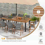 79" Acacia Wood Dining Table 8-Person Patio Table with 1.9" Umbrella Hole and Adjustable Foot Pads