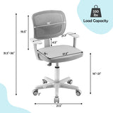 Adjustable Desk Chair with 5 Rolling Casters for Kids-Gray