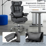 Adjustable Swivel Office Chair with Reclining Backrest and Retractable Footrest-Gray