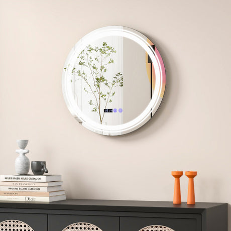 Anti-Fog Round Led Bathroom Mirror with 3 Color LED Lights-S