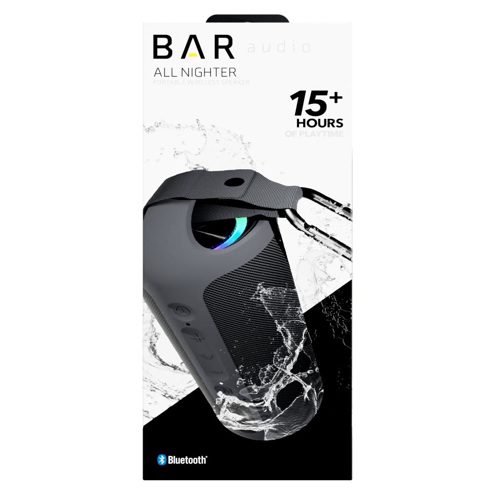 Bar Audio All Nighter Water Resistant Bluetooth Speaker 16W by Bar Audio