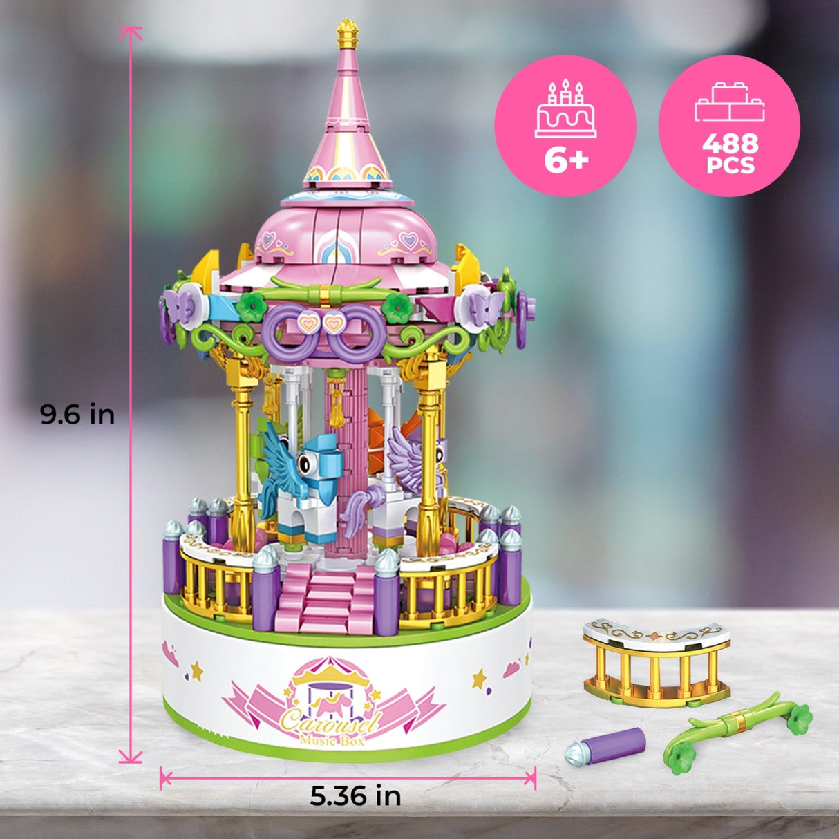 Contixo BK02 Carousel Building Block Set with Music Box - 488 PCS by Contixo