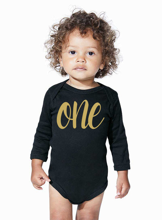 One Gold First Birthday Onesies & Bodysuits