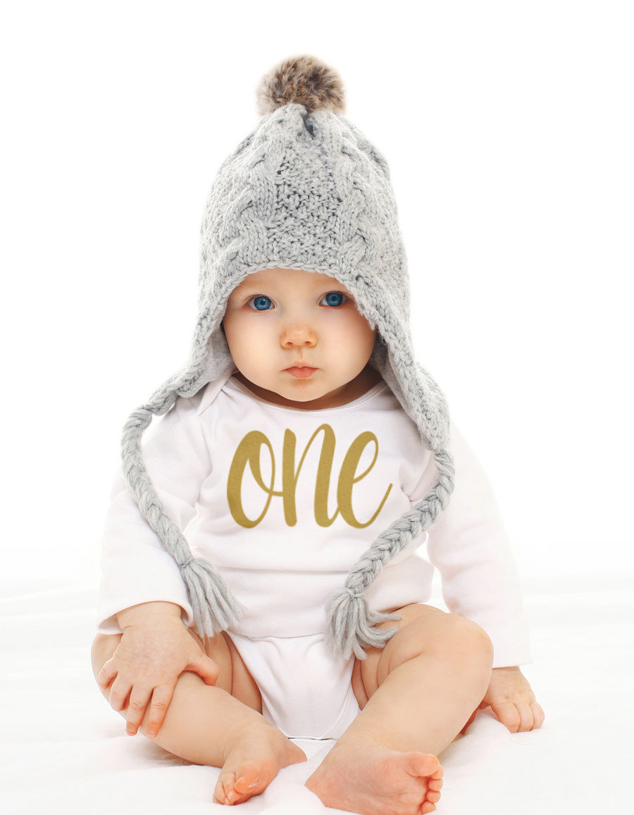 One Gold First Birthday Onesies & Bodysuits