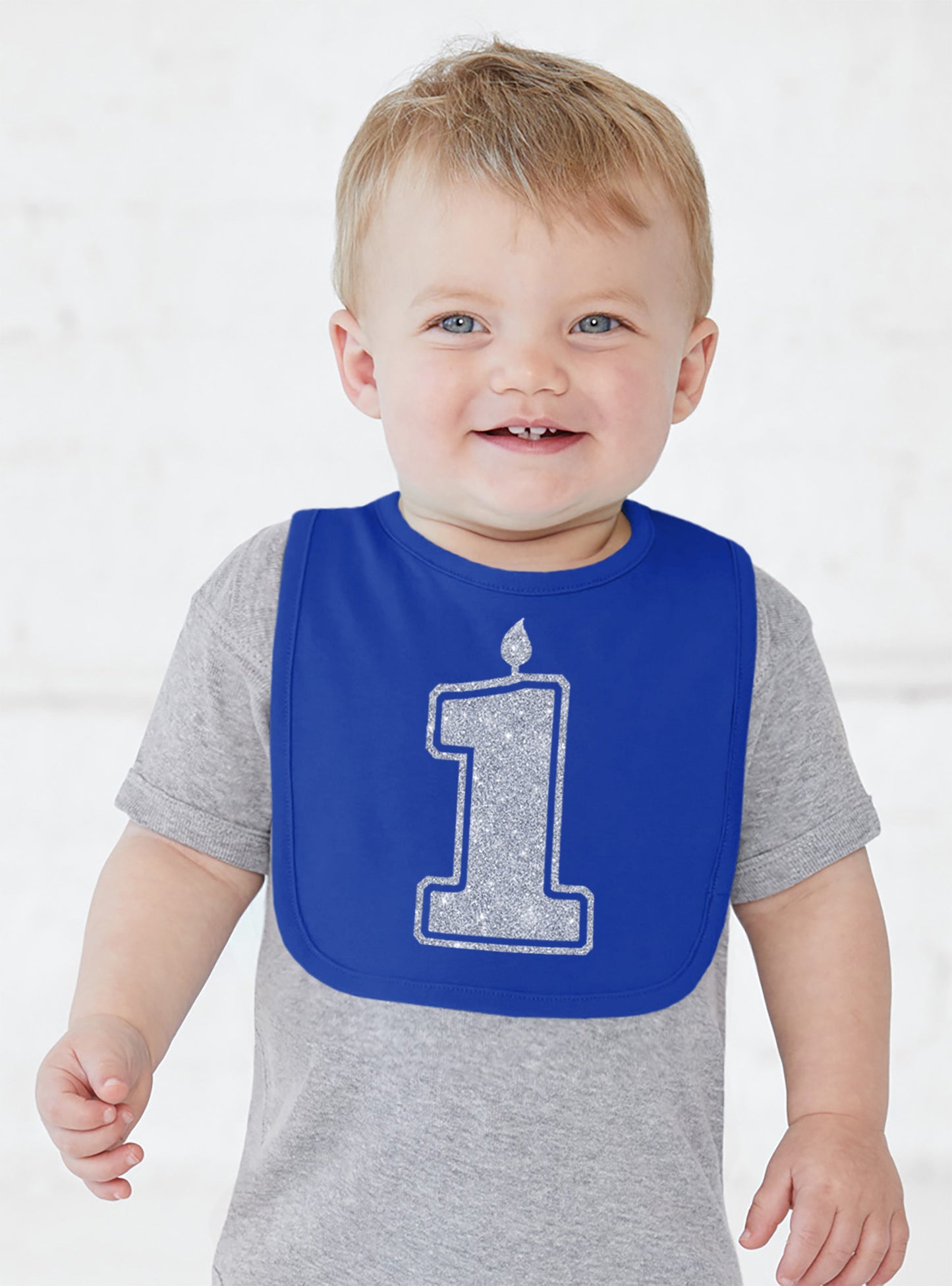 Silver 1 First Birthday Smash Cake Bibs