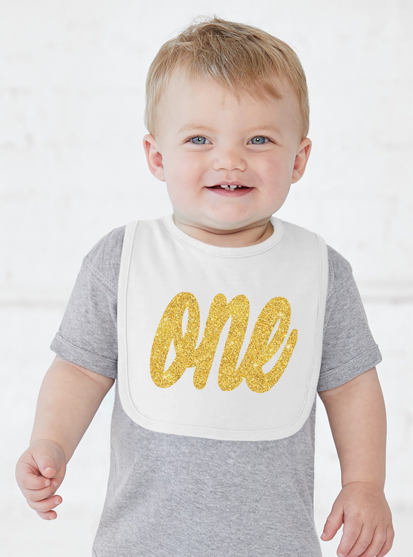 Gold One First Birthday Smash Cake Bibs