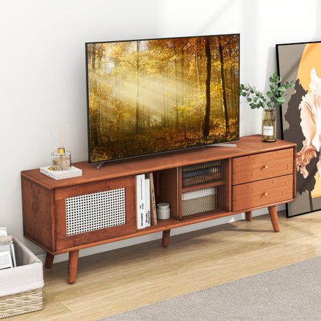 Bamboo TV Stand for TV up to 65 Inch-Brown
