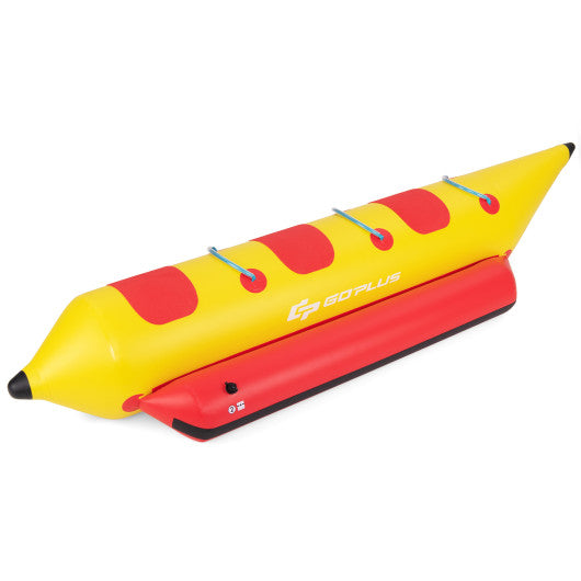 3-Person Inflatable Banana Boat with Electric Air Pump Carrying Bag and Repair Kit