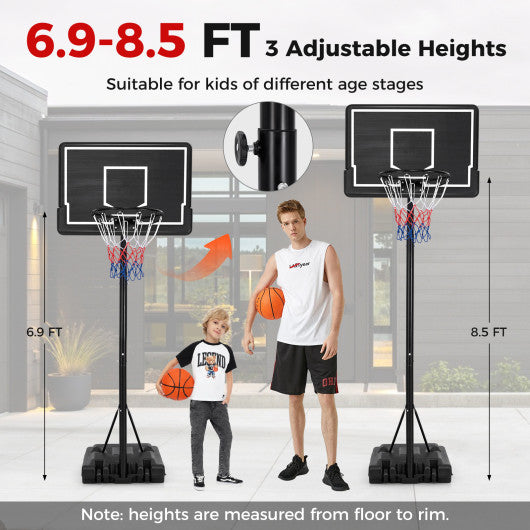 Basketball Hoop 5.6-6.5 FT Height Adjustable for Kids with Shatterproof Backboard