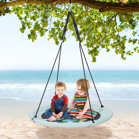 40 Inches Saucer Tree Swing with Adjustable Hanging Ropes and 900D Oxford Fabric-Forest