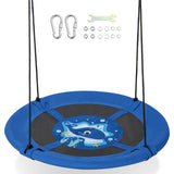 40 Inches Saucer Tree Swing with Adjustable Hanging Ropes and 900D Oxford Fabric-Whale