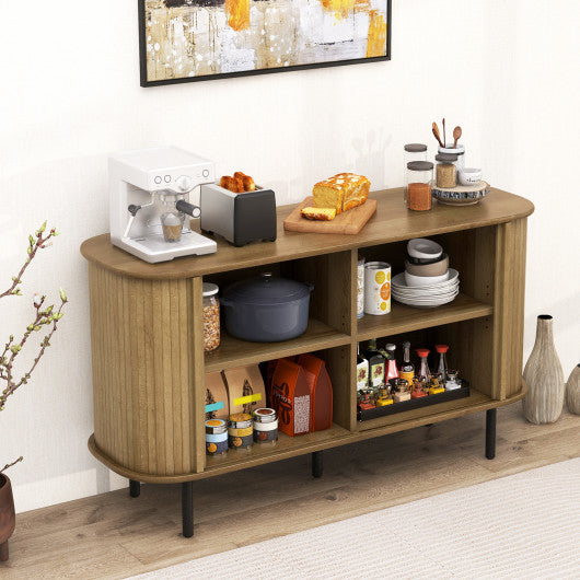 47" Sideboard Buffet Cabinet with Adjustable Shelves for Kitchen Dining Room Living Room Entryway-Oak