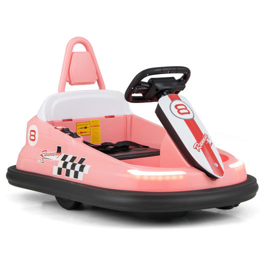 6V kids Ride-on Bumper Car with 360° Spinning and Dual Motors-Pink