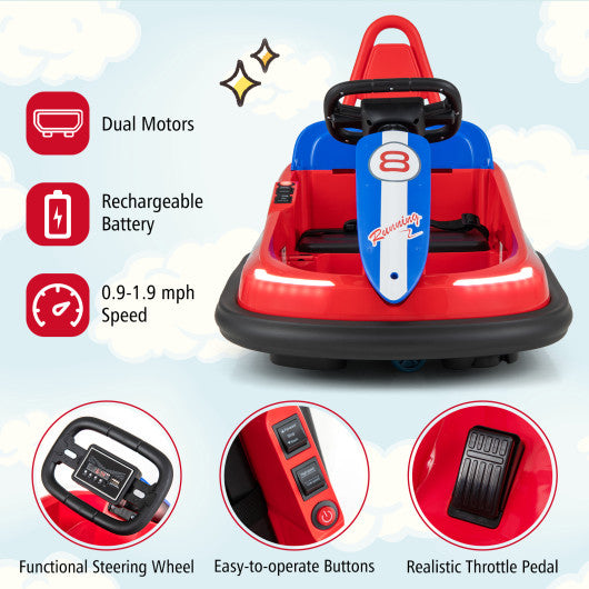 6V kids Ride-on Bumper Car with 360° Spinning and Dual Motors-Red