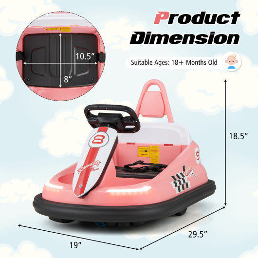 6V kids Ride-on Bumper Car with 360° Spinning and Dual Motors-Pink