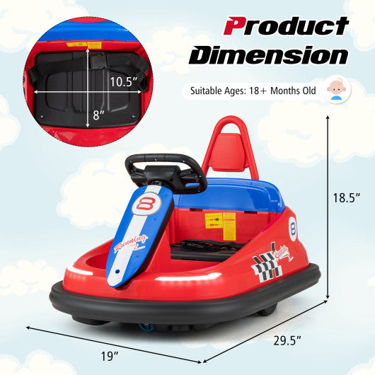 6V kids Ride-on Bumper Car with 360° Spinning and Dual Motors-Red