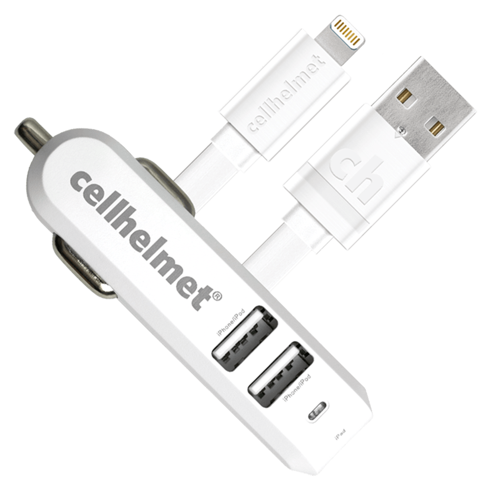 Cellhelmet Three Port Car Charger 4.8A with Apple Lightning Cable 3ft by Cellhelmet