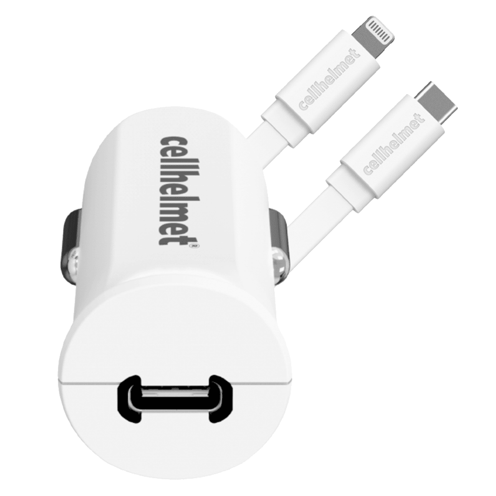 Cellhelmet PD USB C Car Charger 20W and USB C to Apple Lightning Cable 3ft by Cellhelmet