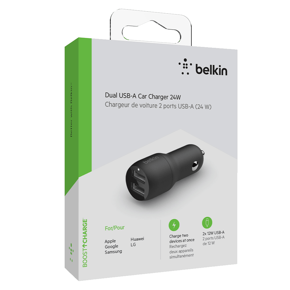 Belkin Dual Port USB A Car Charger 24W by Belkin