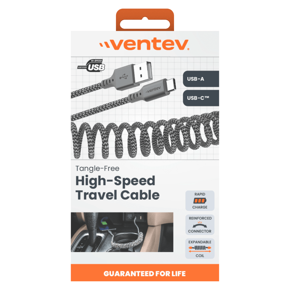 Ventev Chargesync Helix Coiled USB A to USB C Cable by Ventev