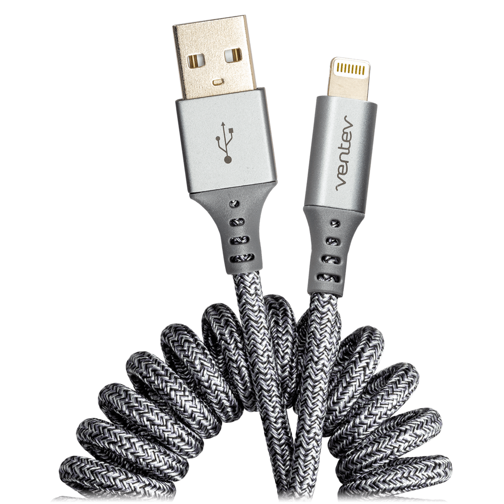 Ventev Chargesync Helix Coiled USB A to Apple Lightning Cable by Ventev