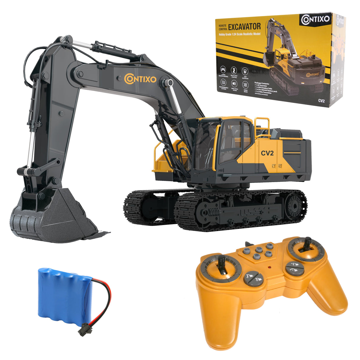 Contixo CV2 Remote Control RC Construction Excavator Toy for Kids by Contixo