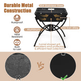 3-in-1 Camping Campfire Grill with Stainless Steel Grills Carrying Bag & Gloves-Black