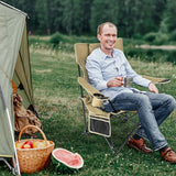 Camping Lounge Chair with Detachable Footrest Adjustable Backrest-Khaki