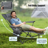 Camping Lounge Chair with Detachable Footrest Adjustable Backrest-Gray