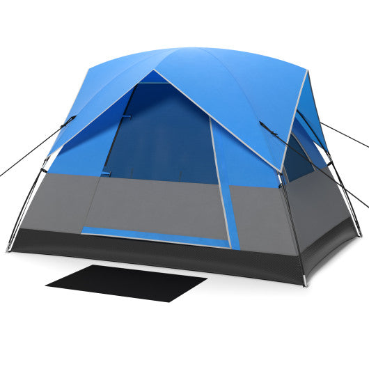 3 Person Outdoor Camping Tent with Removable Floor Mat for Camping Hiking Traveling-Blue