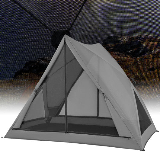 Pop-up Camping Tent for 2-3 People with Carry Bag and Rainfly for Backpacking Hiking Trip-Gray